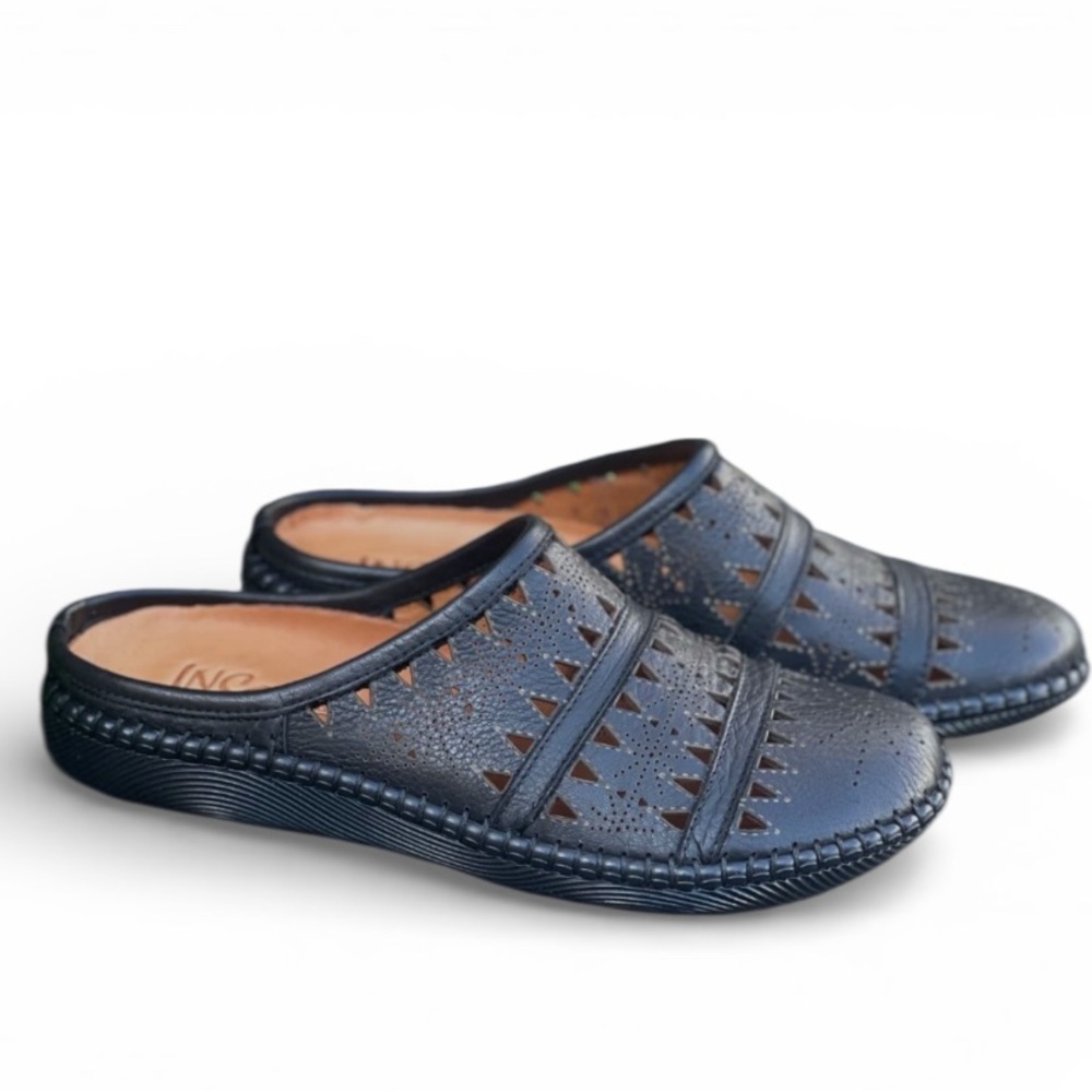 INCA Daly Black Leather Slip-On MULES CLOGS Size US Size 7-7.5 (EU 38) Artisan